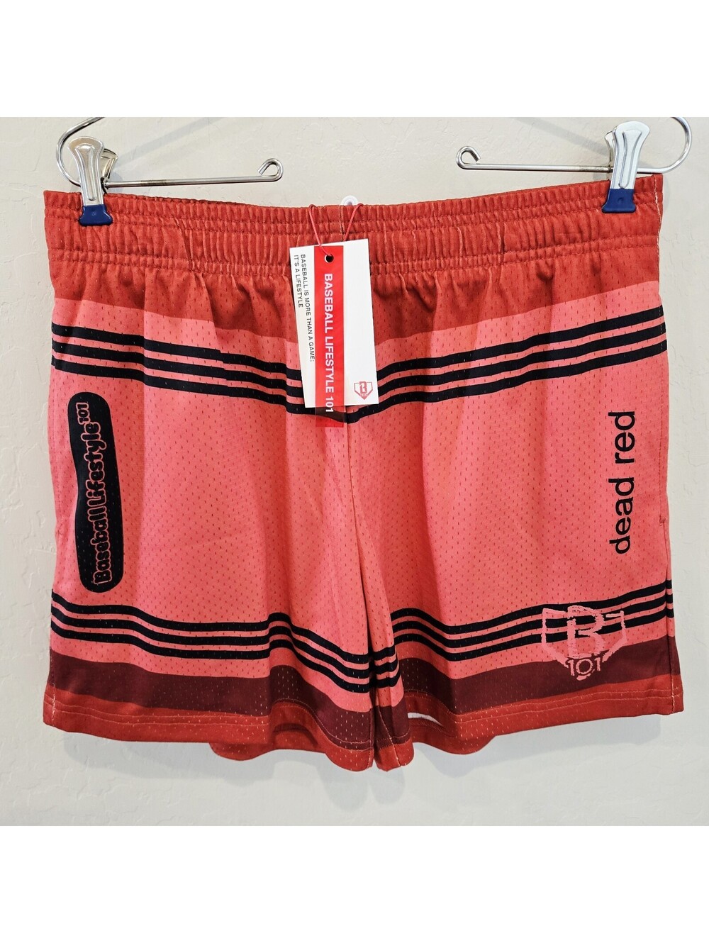 Baseball Lifestyle 101 Crayon Dead Red Shorts Men's Small NWT